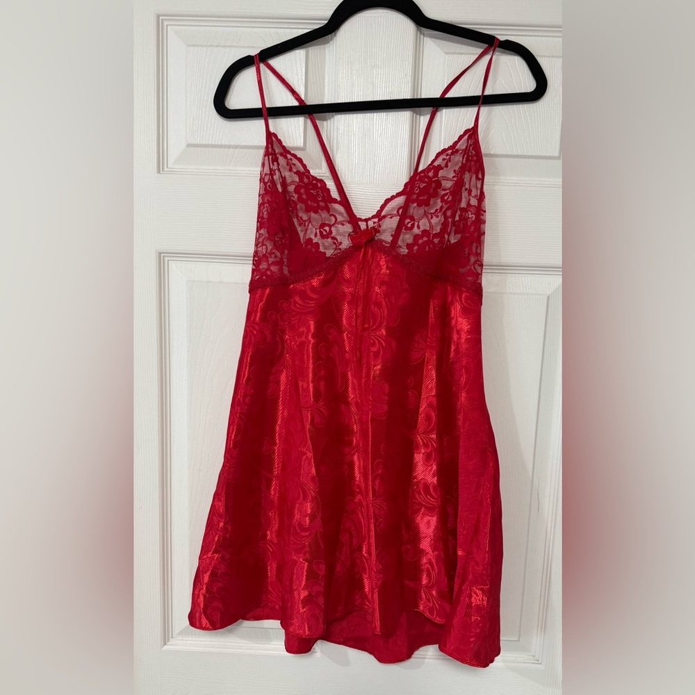 Intimate Attitudes Women’s Vintage Red Lace Slip Dress Adjustable Straps Size 1X